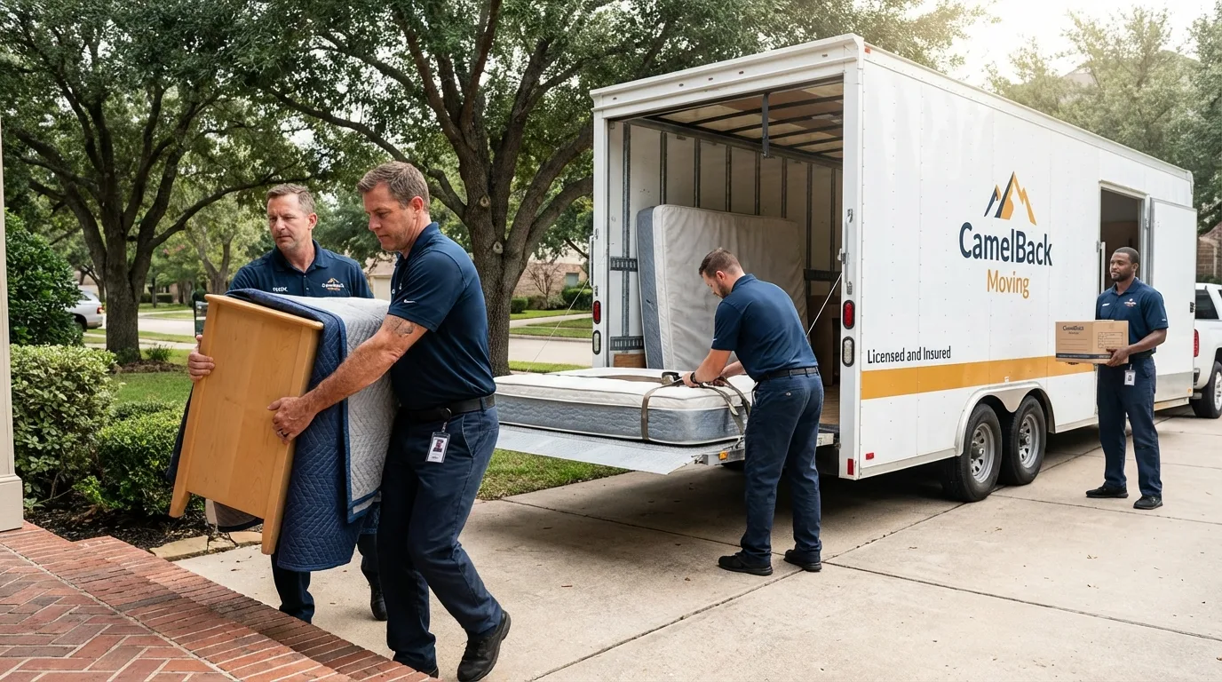 Crew loading residential truck for cross-state move from Custer, SD