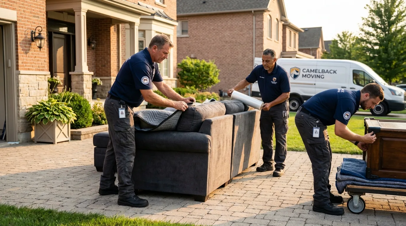 Large estate moving crew wrapping furniture in Custer, SD